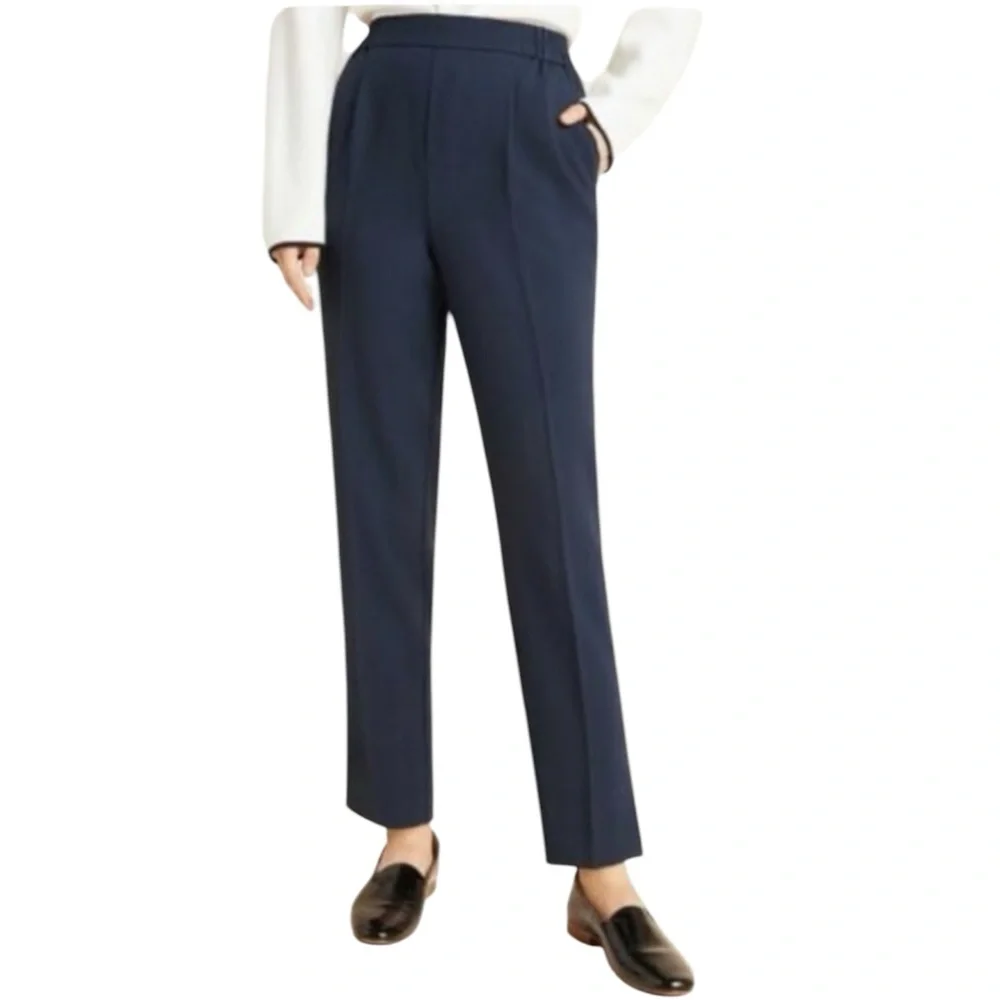 Anthropologie Navy Blue Copley Tapered Leg Pleated Trouser Pants size XS